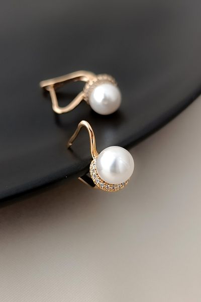 COSİTA Pearl Rose Minimal Plain Boutique Earrings