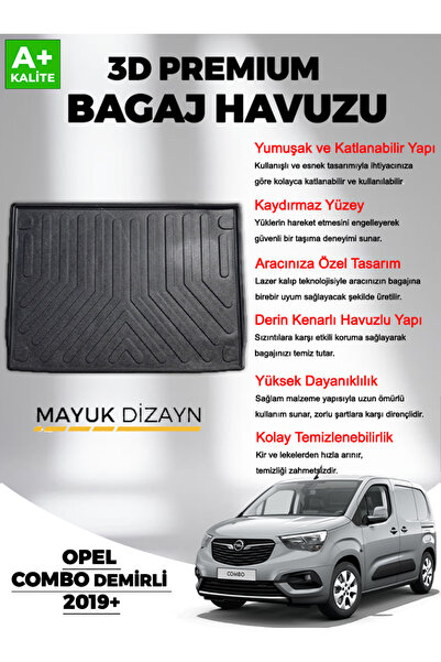 Mayuk Dizayn Opel Combo 2019 Sonrası MYK 3D Premium Yumuşak Bagaj Havuzu
