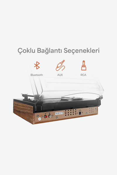 Doob Audio Dahili Hoparlörlü Bluetoothlu Ahşap Pikap DB-9191 Rustik