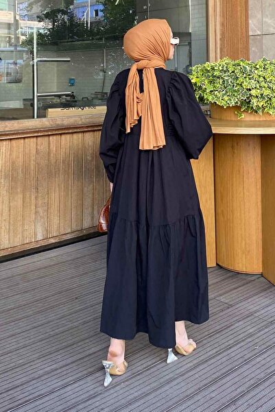 lamelif Μαύρο καλοκαιρινό φόρεμα Elica