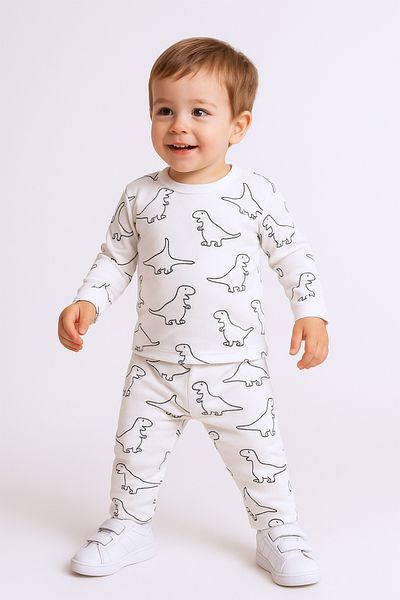 HÇM Colorful Printed Crew Neck A2 Baby Cotton Pajama Set