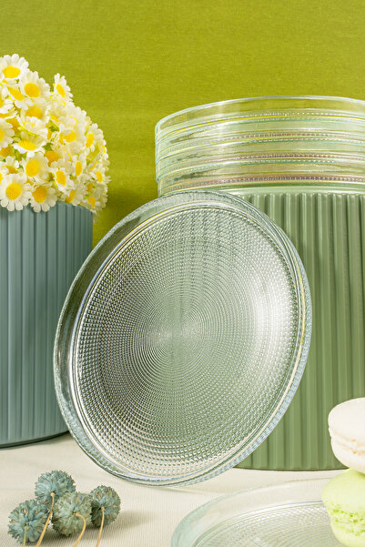 Fecra Loren 6-Piece Cake Plate Set Natural 16 cm