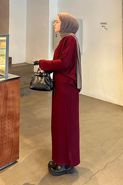 lamelif Κρυστάλλινο Σετ Φούστα Μπορντό