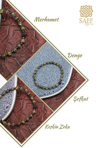 Saff Doğal Taş Certified Zebercet and Hematite Natural Stone Bracelet