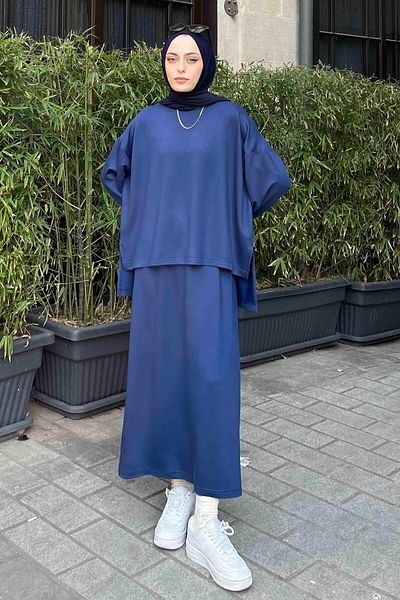 lamelif Σετ φούστα Navy Blue Crystal
