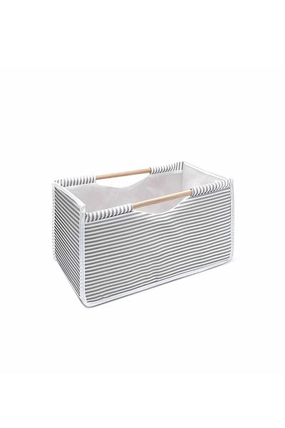 HOMİNG Homing Wooden Handle Fabric Box Organizer 1 Pcs 32X17X18Cm