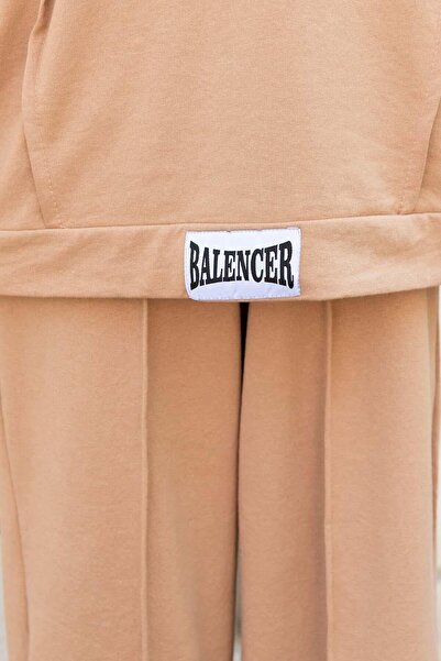 lamelif Balance Κεντημένο και Σκιασμένο Διπλό Σετ Γαλακτοκομικό Καφέ