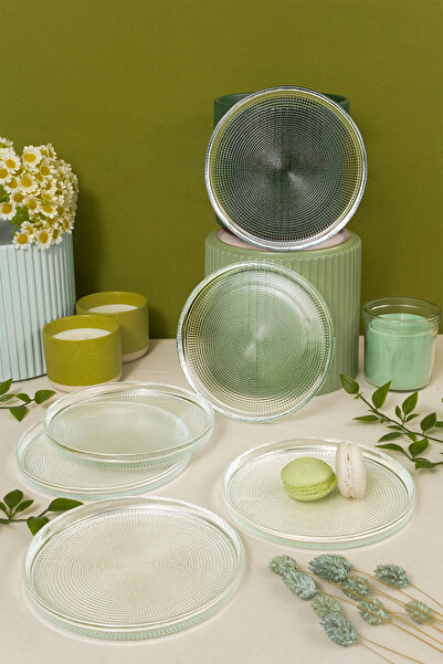 Fecra Loren 6-Piece Cake Plate Set Natural 16 cm