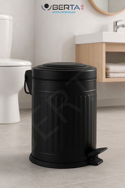 Berta Hijyen Σακούλα σκουπιδιών Mini Size - Πολυτελές Vintage Σετ Μπάνιου Μαύρος Κάδος Απορριμμάτων και Βούρτσα Τουαλέτας