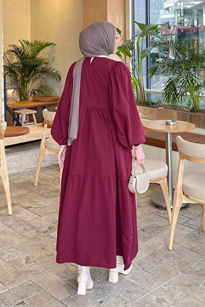 lamelif Καλοκαιρινό φόρεμα μπορντό Elica