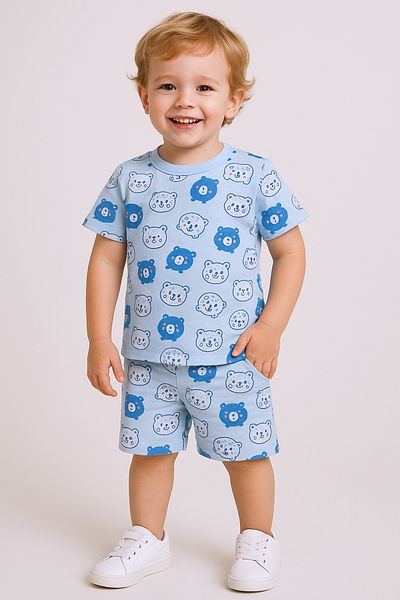 HÇM Boy's Shorts Suit Teddy Bear Printed E24
