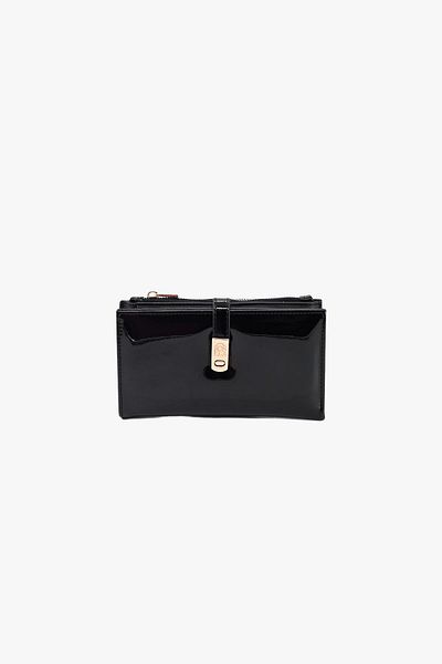 SOSELA 56-4042 Women's Patent Leather Black Wallet