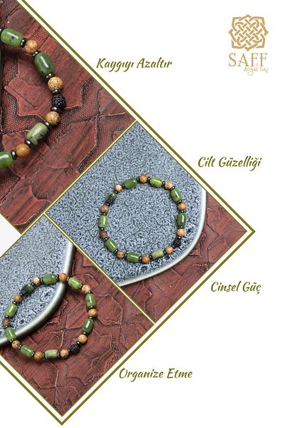 Saff Doğal Taş Certified Jade & Jasper Natural Stone Bracelet