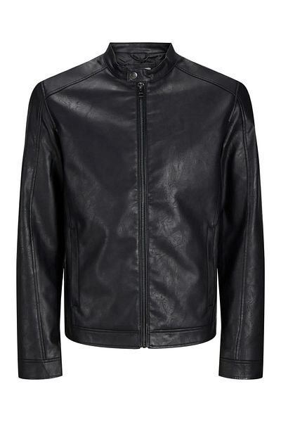 Jack & Jones Jack&jones Μαύρο Ανδρικό Pu Δερμάτινο Μπουφάν