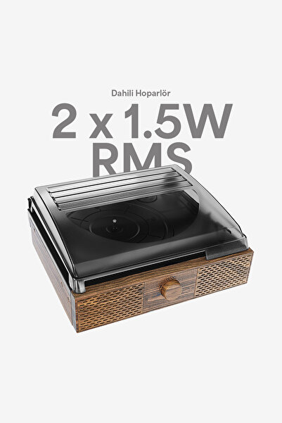 Doob Audio Dahili Hoparlörlü Bluetoothlu Ahşap Pikap DB-9191 Rustik