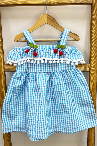 HÇM Girl's Strap Dress Lace Plaid Patterned B14