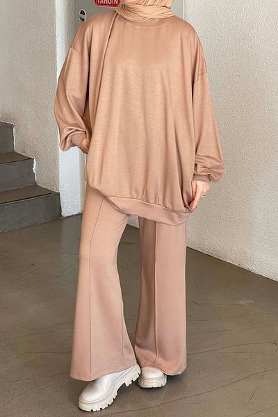 lamelif Double Hijab Set Milk Coffee