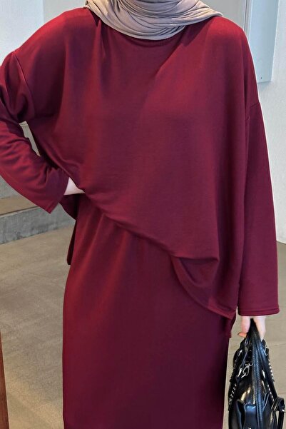 lamelif Κρυστάλλινο Σετ Φούστα Μπορντό