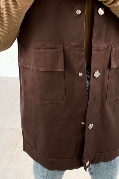 lamelif Front Snap Button Vest Bitter Brown