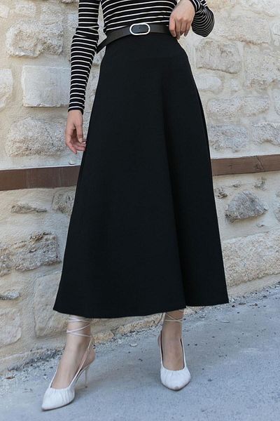 lamelif Φούστα Flared Μαύρη