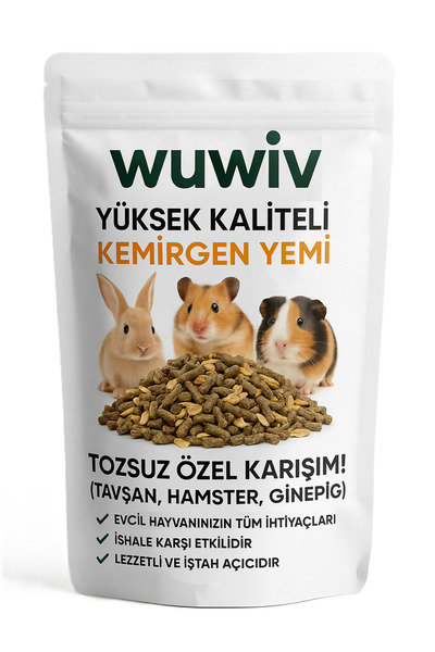 Wuwiv 2 Kg Yüksek Kaliteli Kemirgen Yemi, Tozsuz Özel Karışım! - (TAVŞAN,HAMS...