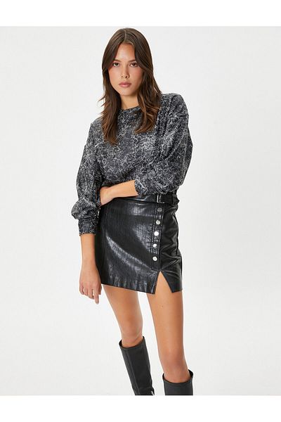 Koton Crew Neck Sweatshirt Patterned Long Sleeve Relaxed Fit