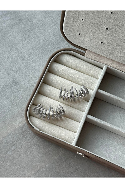 Serenity Atelier Yeni Sezon Silver Zirkon Taşlı Çoklu Earcuff Görünüm Küpe (3.5cm)