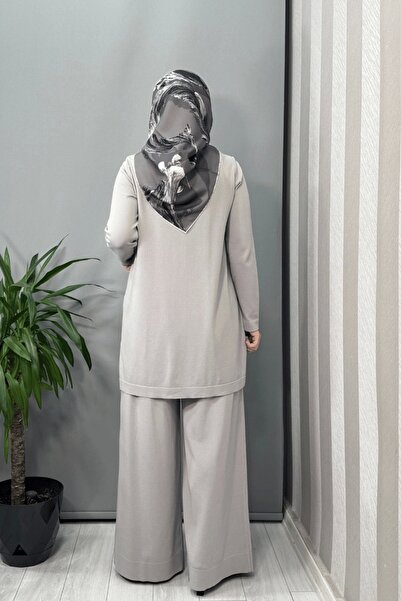 MISS DALIDA Brush Patterned Knitwear Tunic Gray T25Y-6018