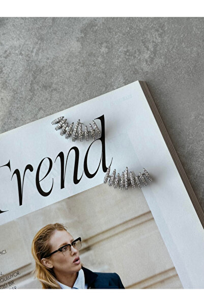 Serenity Atelier Yeni Sezon Silver Zirkon Taşlı Çoklu Earcuff Görünüm Küpe (3.5cm)