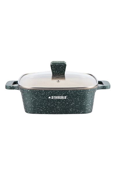 Generic Stargold 10-piece Nonstick Granite Cookware Set – Green Square Casserole Set With Glass Lids