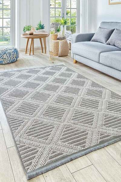 Decomia Home Covor Lola Boho Scandinav Modern Covor țesut la mașină din iută și bumbac, covor de zonă și covor de alergare