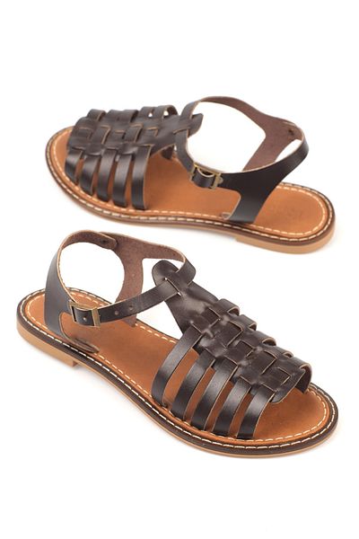 Capone Outfitters Daphne Round Toe Gladiator Riemchensandalen aus Leder für Damen