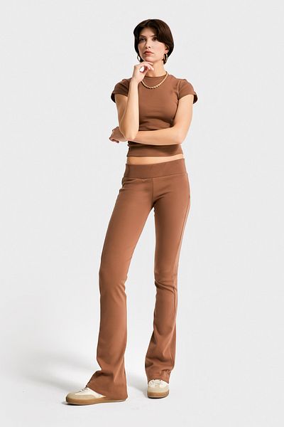 its basic Women's Brown S5-81 Slim Fit Super Stretch Fabric Flare Fit Pants