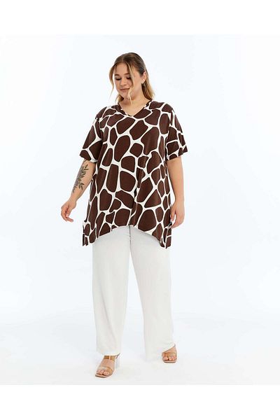 THE CABIN Γυναικείο Σετ Κάτω και Μπλουζάκι Plus Size