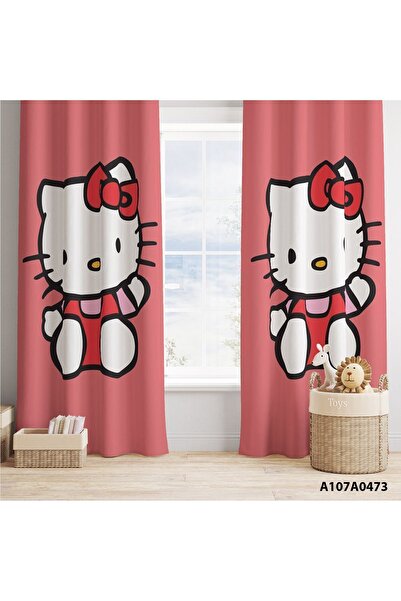 A2ZTR Hello Kitty Desen Dijital Baskılı Fon Perde (İKİ KANAT)