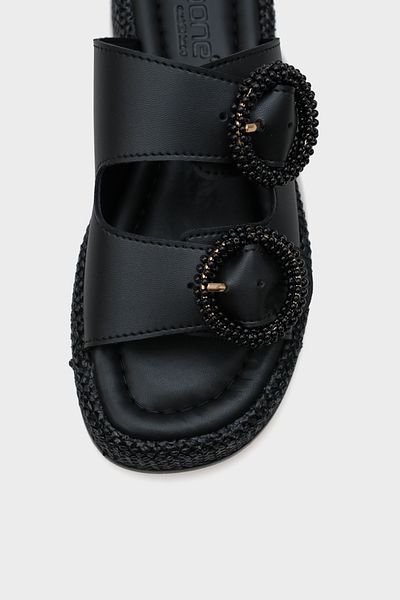 Capone Outfitters Papuci de damă confortabili cu toc cu pană cu cataramă dublă Marla