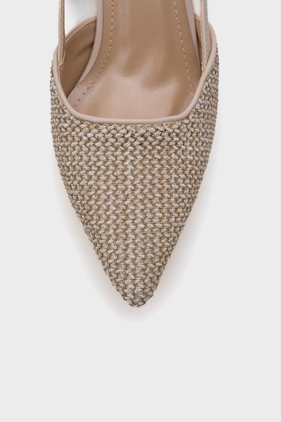 Capone Outfitters حذاء Ange Wicker بمقدمة مدببة وكعب متوسط ​​وحزام خلفي للنساء