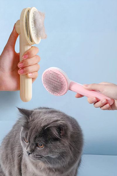 İronika Automatic Cleaning Cat Dog Hair Collector Comb Pet Brush Comb with Ironica Keys