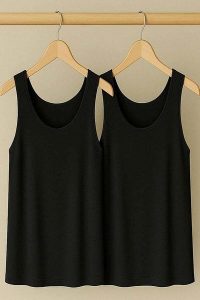COTENCONCEPT 2 Pieces A-Line Cotton Thick Strap Athlete T-Shirt
