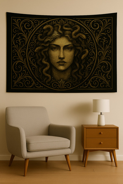 LUNA DİZAYN Medusa Dekoratif Duvar Örtüsü Halısı 140 X 100 Cm-70x100 Cm