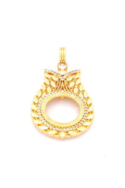 FerizZ Altın Kaplama Arpalı Lale Model Çeyrek Çerçeve Kolye Ucu