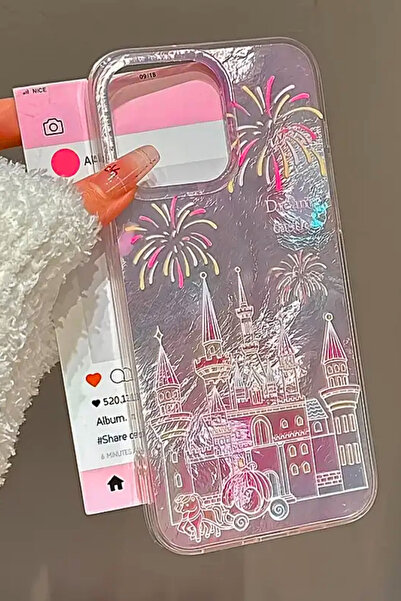EWEC iPhone 13/14 Uyumlu Rüya Kale Dream Castle Hologramlı IMD Premium Telefon Kılıfı