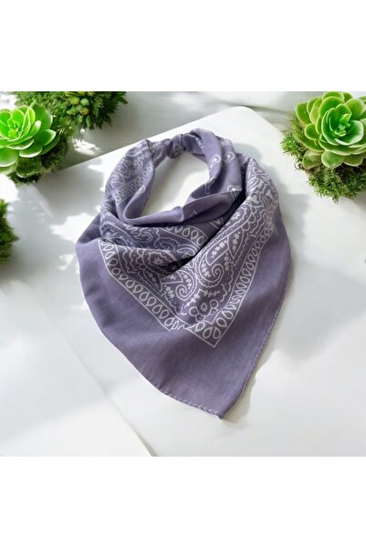 alsaccessories Bandană de damă, culoare liliac deschis, cu model etnic, 100% bumbac, bentiță de păr