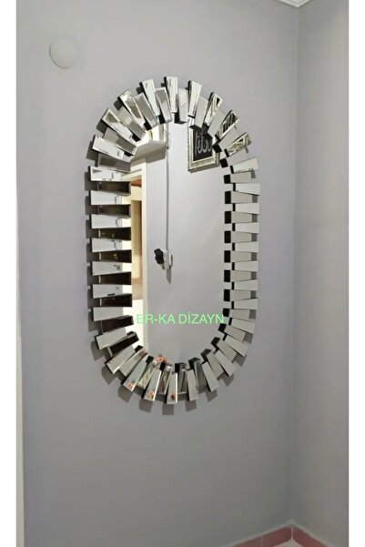 ER-KA DİZAYN 80x100 Cm Ayna Lüx Dekoratif Dresuar Aynası Gümüş Ayna Kaplamalı
