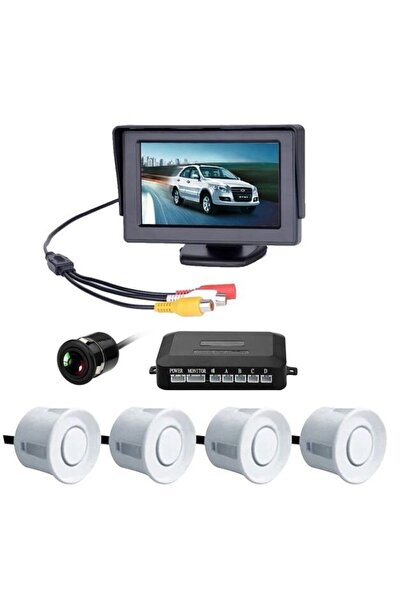 Niken Aem Araç Geri Park Sensörü Monitör Ve Kameralı Ses Ikazlı Beyaz Göz