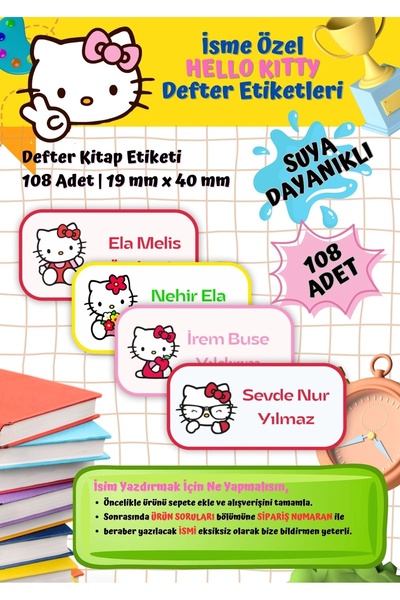 Ceres Studio Hello Kitty Sanrio Etiketi Defter Etiketi Kitap Etiketi Kişiye Ö...