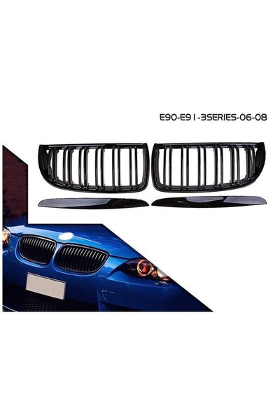autogp Bmw E90 M3 Ön Böbrek Panjur Piano Black 2006 - 2009 Çift Tırnak