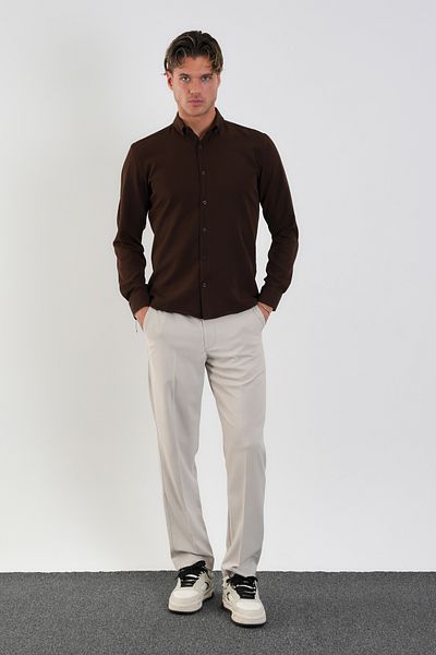 Redline Ανδρικό πουκάμισο Flex Slim Fit Soft Easy Ironing που αναπνέει