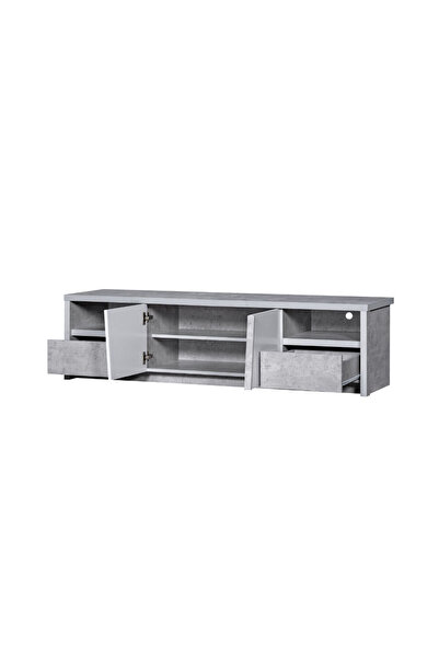 Generic Rectangular TV Table 160 cm with Various Drawers in Gray and White