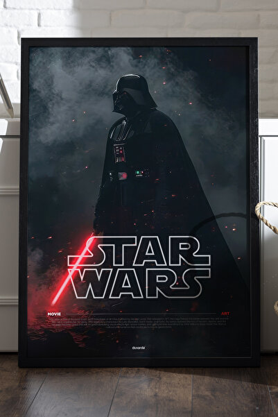 Duvarda Star Wars Siyah Ahşap Çerçeveli Poster, Film Duvar Tablosu